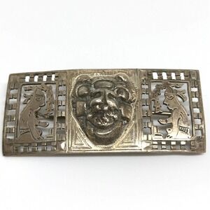 Vintage A.L. Guate Signed 900 Silver Unique Detailed Bar Shaped Brooch Pin